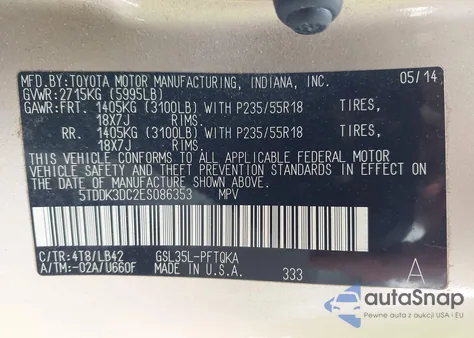 2014 Toyota Sienna Xle 7 Passenger from USA, damaged, VIN 5TDDK3DC2ES086353